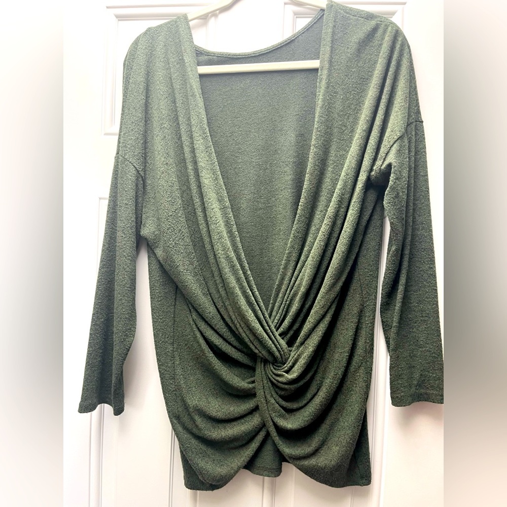 Forest green reversible twigs sweater